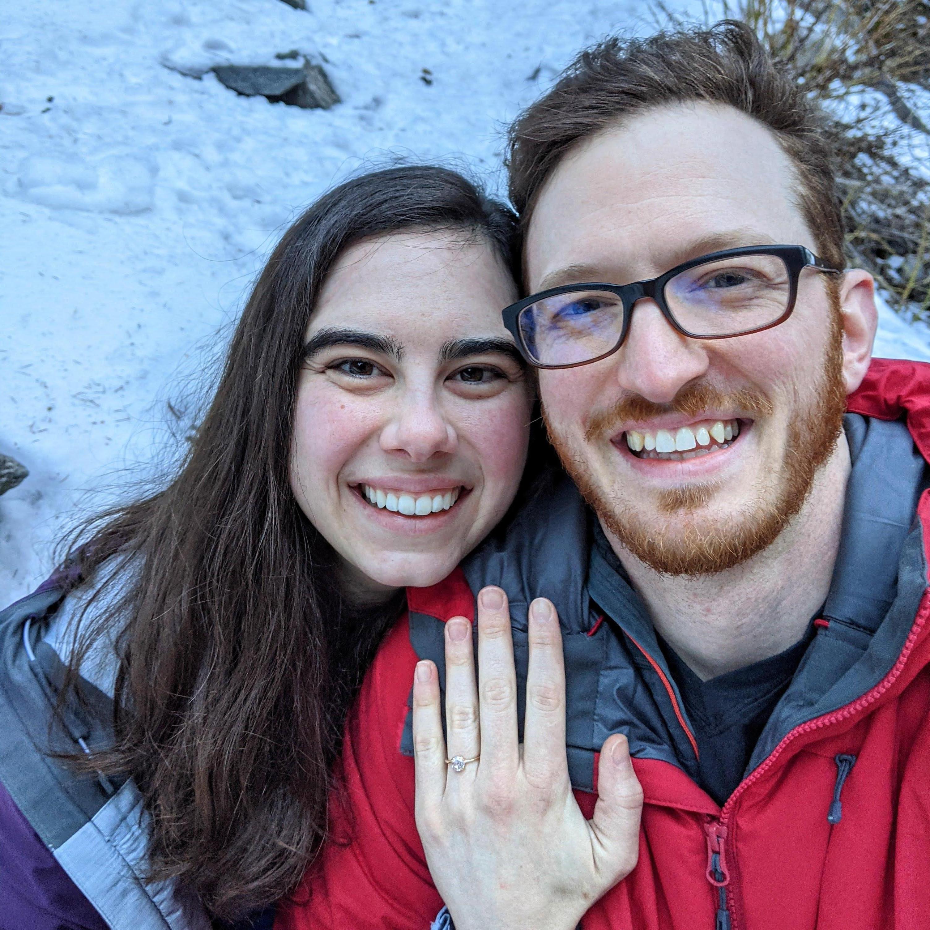 Engagement at Tamanwas Falls on Mt. Hood.