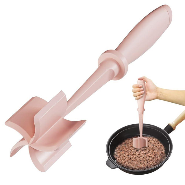 Upgrade Meat Chopper, Heat Resistant Meat Masher for Hamburger Meat, Ground Beef Smasher, Nylon Hamburger Chopper Utensil, Ground Non Stick Mix Chopper Mix Potato Masher Tool (Pink)