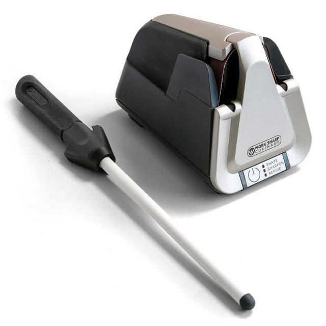 Work Sharp Culinary E5 Kitchen Knife Sharpener with Ceramic Honing Rod, Gray, 7.2 x 4.5 x 5.2 inches