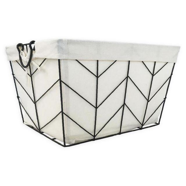 Honey-Can-Do® Chevrons Medium Wire Bin with Cotton Liner in Silver