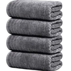 Tens Towels Pack of 4 Extra Large Bath Towels 30 x 60 Inches, 100% Cotton, Larger & Lighter Weight, Quicker to Dry, Super Soft and Absorbent, Perfect for Bathroom, Dark Grey