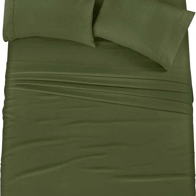Utopia Bedding King Bed Sheets Set - 4 Piece Bedding - Brushed Microfiber - Shrinkage and Fade Resistant - Easy Care (King, Olive)