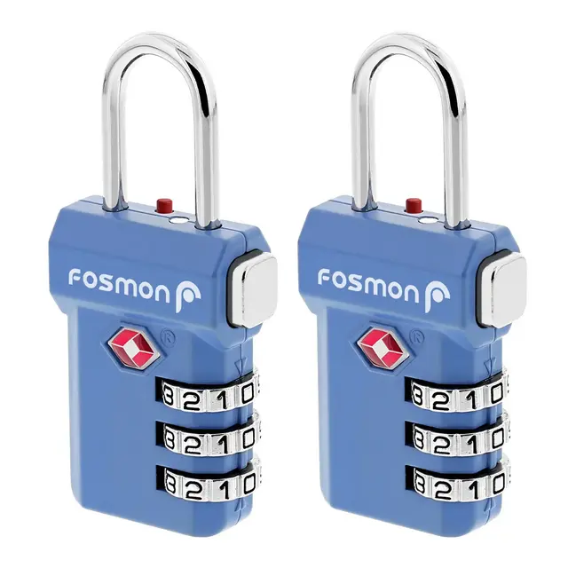 Fosmon 2 Pack TSA Approved Luggage Locks, Combination Lock with Open Alert, TSA Combo Lock for Luggage, Suitcase, Travel Backpack, Bag, Locker - Blue