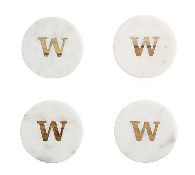 Alphabet Marble with Wood Coasters - W