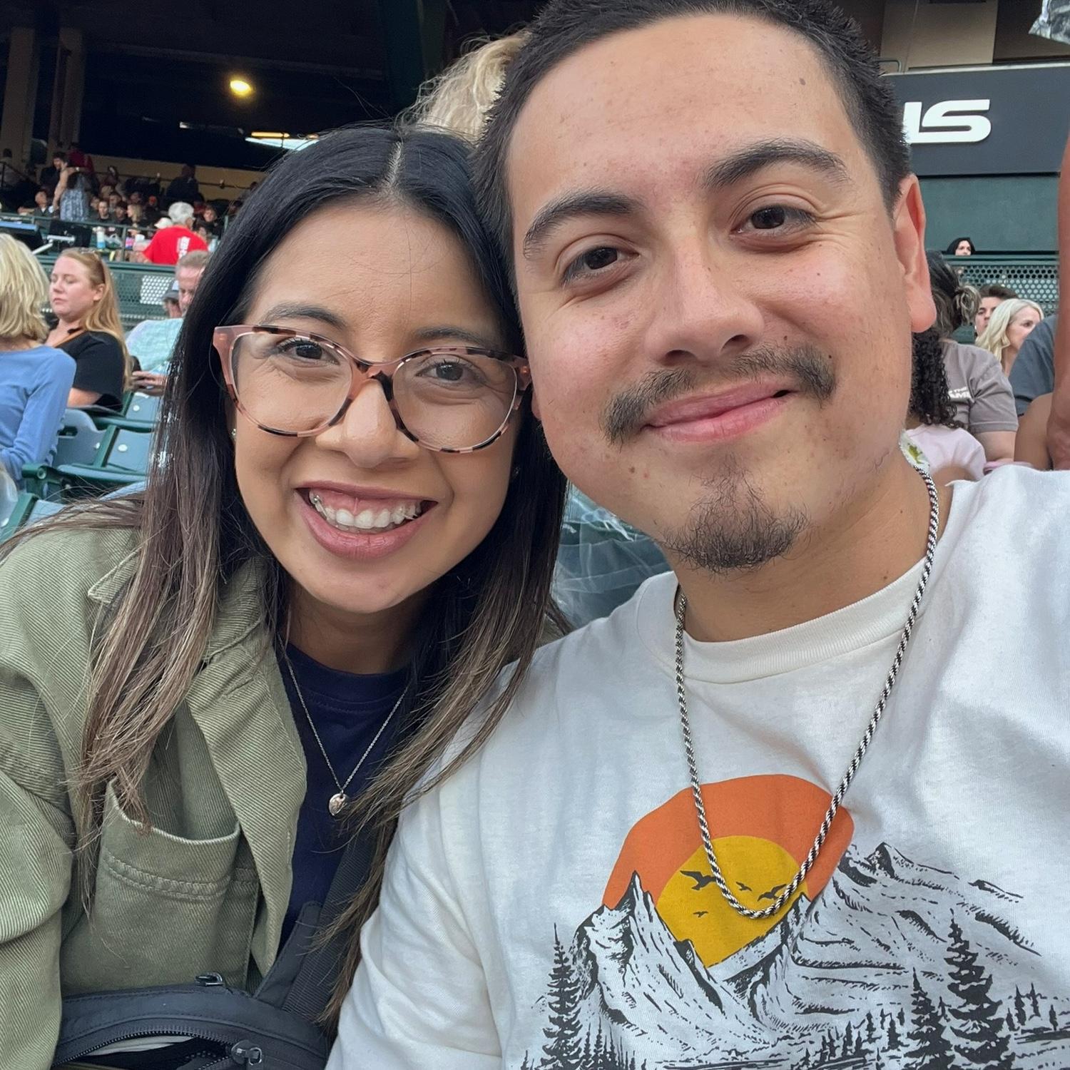 Enjoying a summer evening at the Harvest Crusade.