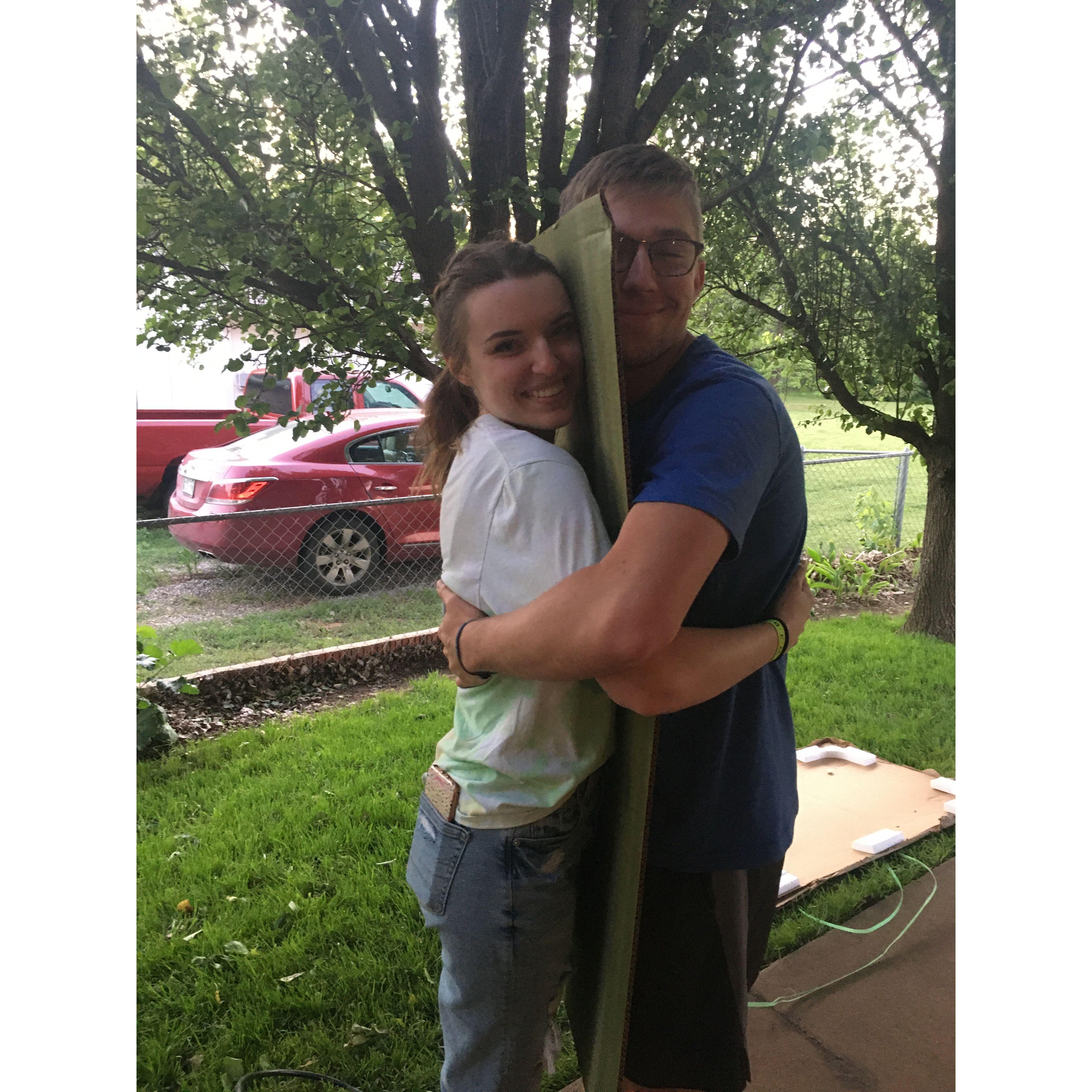 Sam's dad called this the "Covid Hug"
