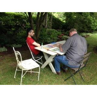 Joel sketching a portrait of Jacob at Saugerties, July 14, 2014, exactly 5 years before our wedding.