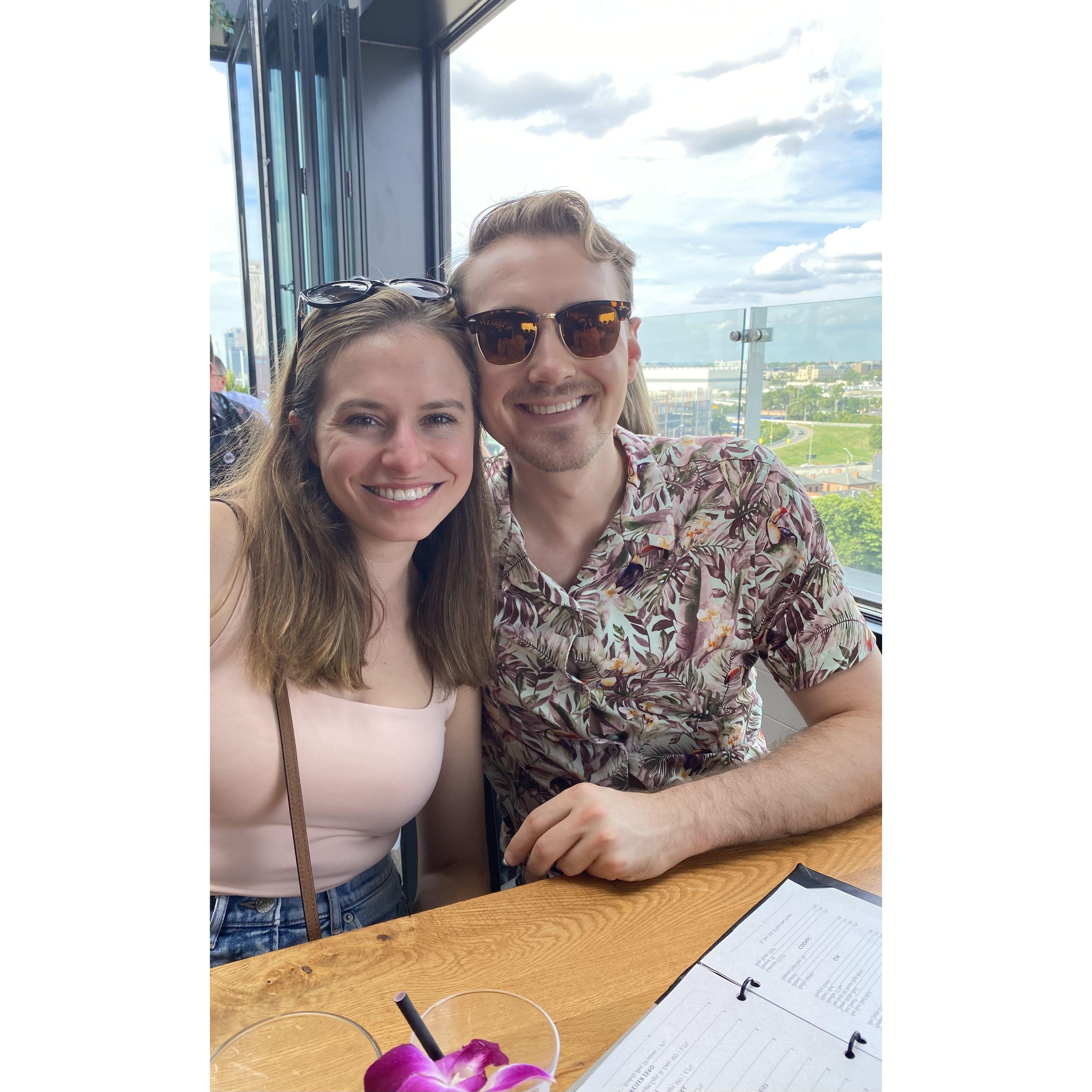 Annamarie and Will like to get cocktails at Lincoln Social, a rooftop bar in Columbus.