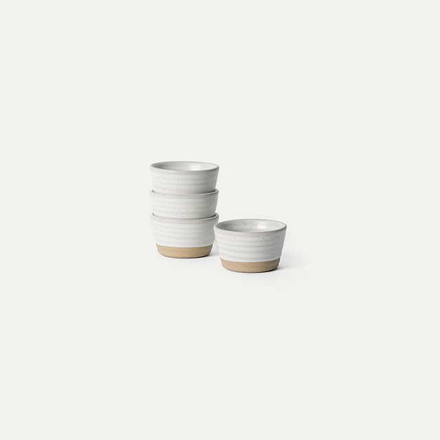 Mora Micro Ramekins Set of 4, 6oz Ceramic Pottery Baking Dishes - Microwave, Oven and Dishwasher Safe - Oat