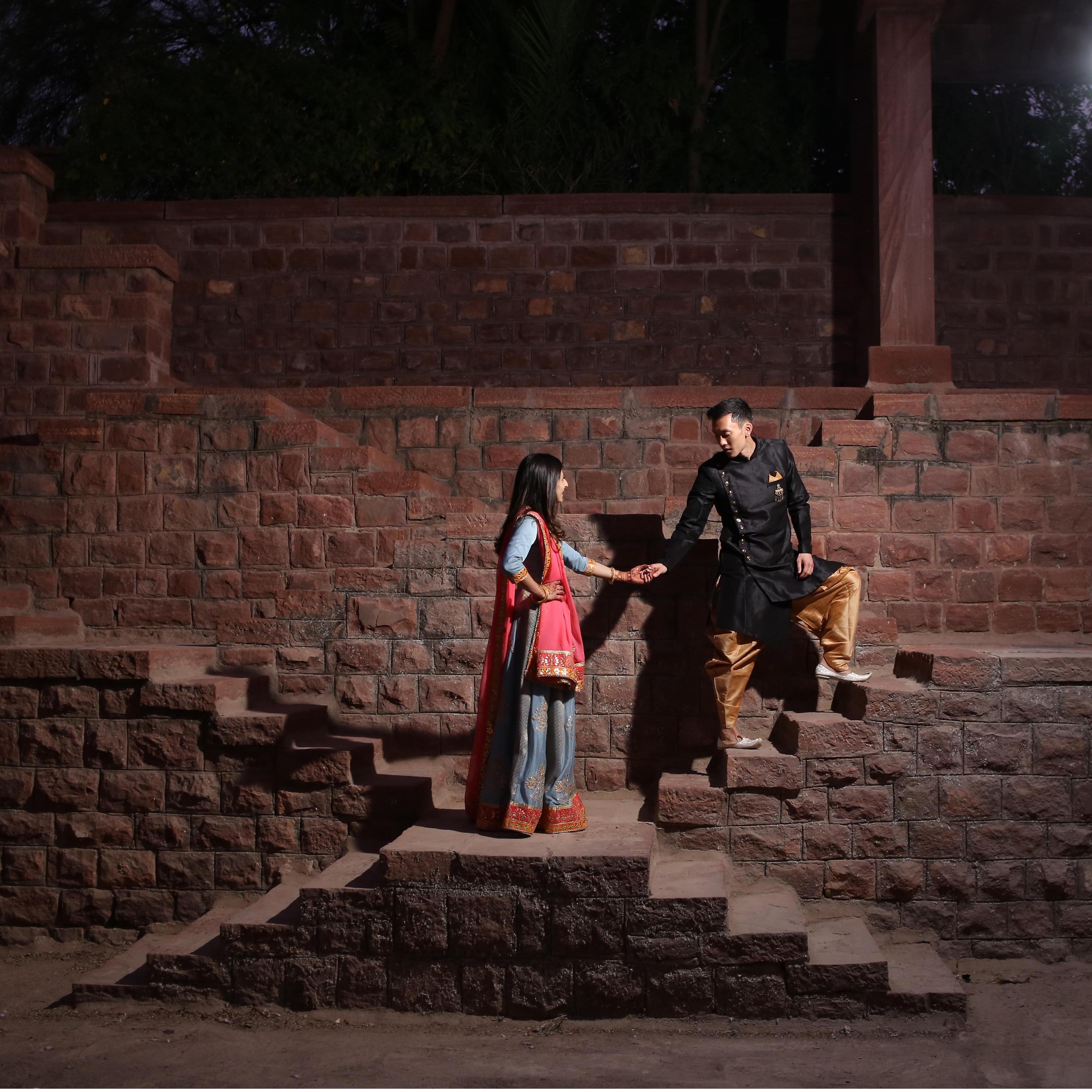 Quick photoshoot before our engagement ceremony with Megha's family in Jodhpur, Rajasthan, India.