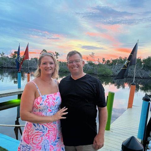 Watching Amanda’s dad's band play at a nice restaurant on the water with a beautiful sunset.