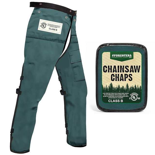 FORESTER Chainsaw Chaps for Men & Women | Apron-Style Chaps with Pocket & Adjustable Waist | Chainsaw Safety Equipment