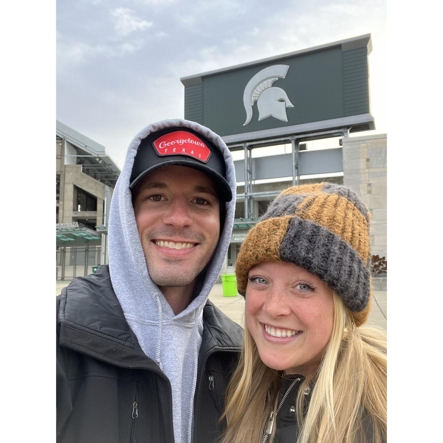 Visiting MSU for the first time together! Go green!