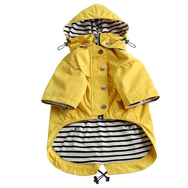 Morezi Dog Zip Up Dog Raincoat with Reflective Buttons, Rain/Water Resistant, Adjustable Drawstring, Removable Hood, Stylish Premium Dog Raincoats - Size XS to XXL Available - Yellow - XXL