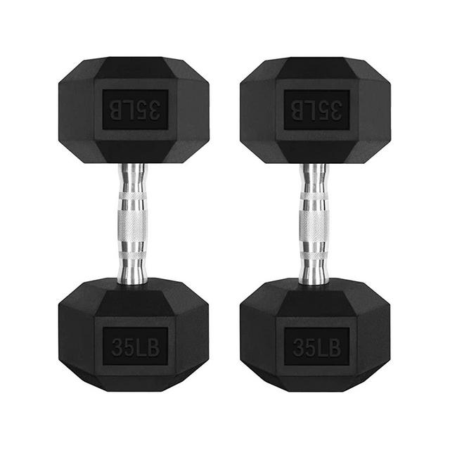 RitFit 5-300LBS Rubber Encased Hex Dumbbell Sets with Optional Rack for Home Gym, Coated Hand Weights for Strength Training, Workouts