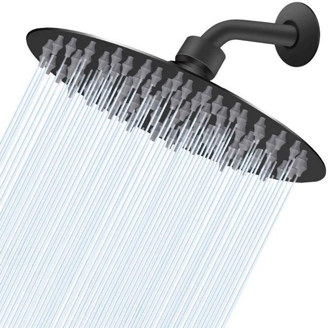 High Pressure Shower Head, 8 Inch Rain Showerhead, Ultra-Thin Design- Pressure Boosting, Awesome Shower Experience, NearMoon High Flow Stainless Steel Rainfall Shower Head (Matte Black)