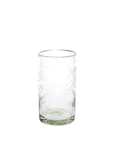 Etched Tall Glass - Clear Flower