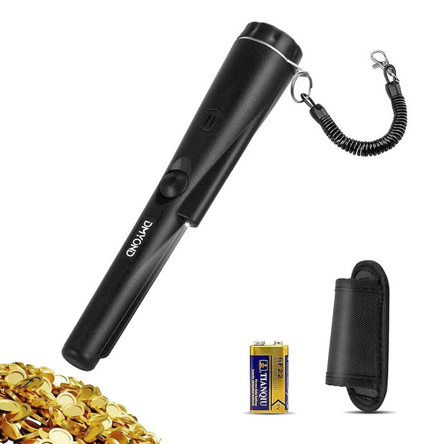 Dmyond Metal Detector Pinpointer, Professional Waterproof Handheld Pin Pointer Wand, Search Treasure Pinpointing Finder Probe with 9V Battery for Adults, Kids, Black