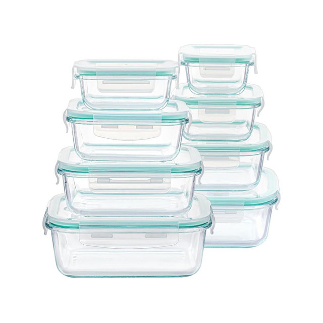 Vtopmart 8 Pack Glass Food Storage Containers with Airtight Lids, Glass Meal Prep Containers, Lunch Office Meal for Microwave, Oven, Freezer and Dishwasher, BPA Free