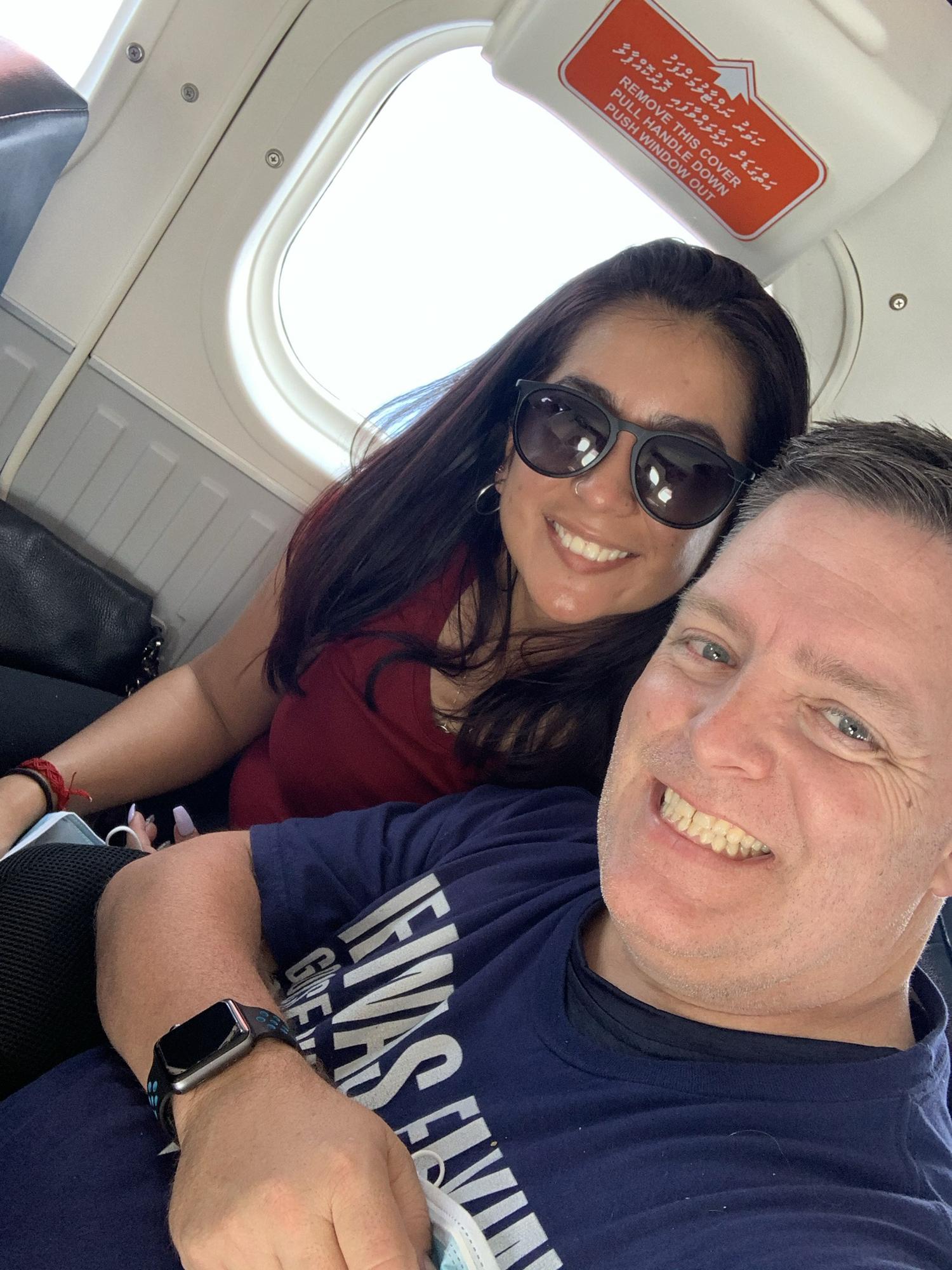 This was a photo inside a teeny tiny little seaplane taking us from the capital of the Maldives, Male, to our resort.