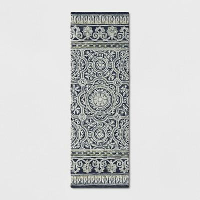 2'3"X7' Tufted Runner Rug Floral Indigo - Threshold™