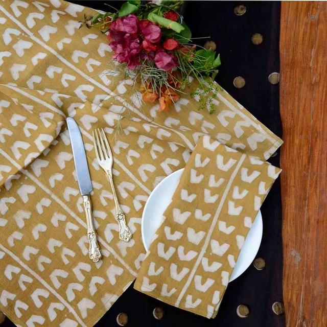 Ichcha | Golden Bird Cloth Napkins - Set of 4