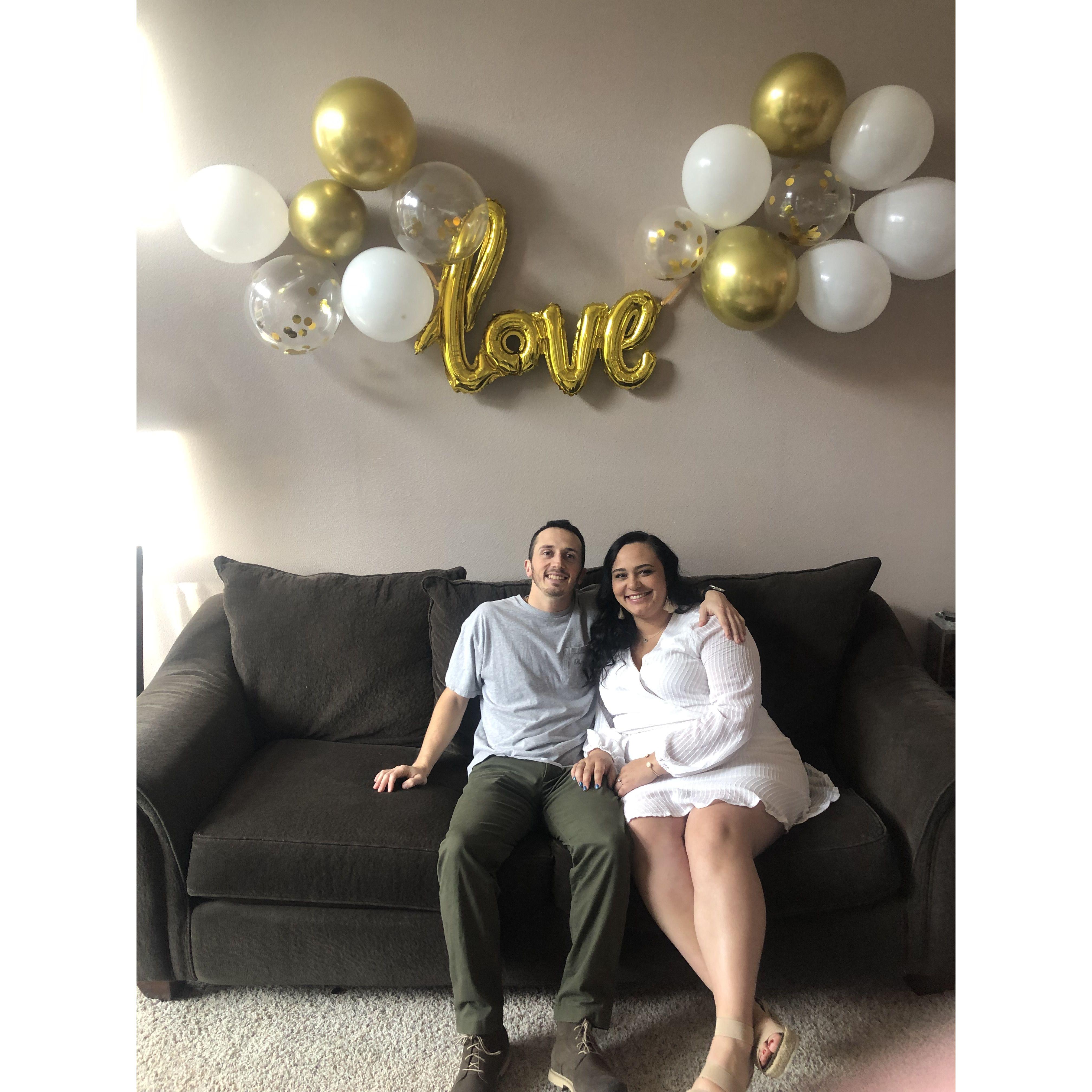 Enjoying our engagement party!