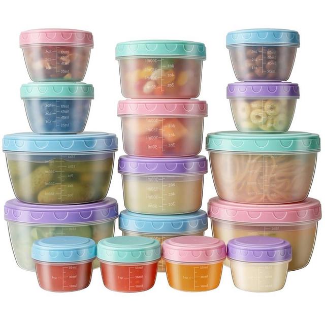 16 PCS Freezer storage Containers with Lids, Reusable BPA Free Plastic Soup Jars, Leakproof Salad Dressing Container to Go, Dishwasher & Microwave Safe Food Storage Containers for Lunch Meal Prep