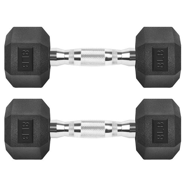 Hex Dumbbells Rubber Coated Cast Iron Hex Black Dumbbell Free Weights for Exercises