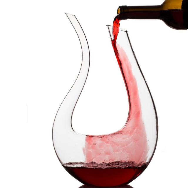 Zalik Wine Decanter U Shaped Horn Design - Superior Quality Crystal Hand Made Wine Aerator large Wine Carafe Holds 1800 ML - Lead Free The Premium Gift For Wine Lovers