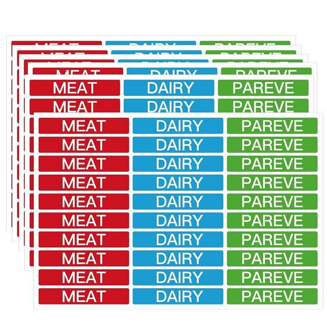 GSCWLD Kosher Kitchen Labels, 300 Pieces, Meat Dairy Pareve Stickers, Waterproof, Color Coded, Dishwasher Safe