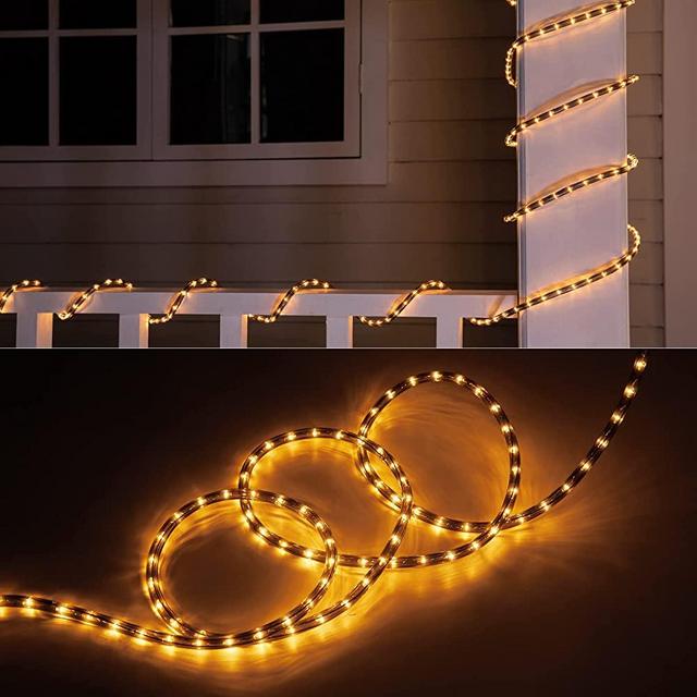 36Feet Rope Lights, Waterproof Tube String Lights Plug in , Connectable Indoor Outdoor Rope Lighting Kit for Bedroom Camping Party Garden Trees Roof Christmas Decoration, Warm White