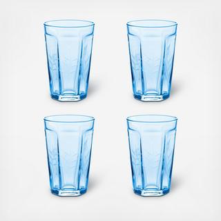 Arcadia Etched Bistro Glass, Set of 4