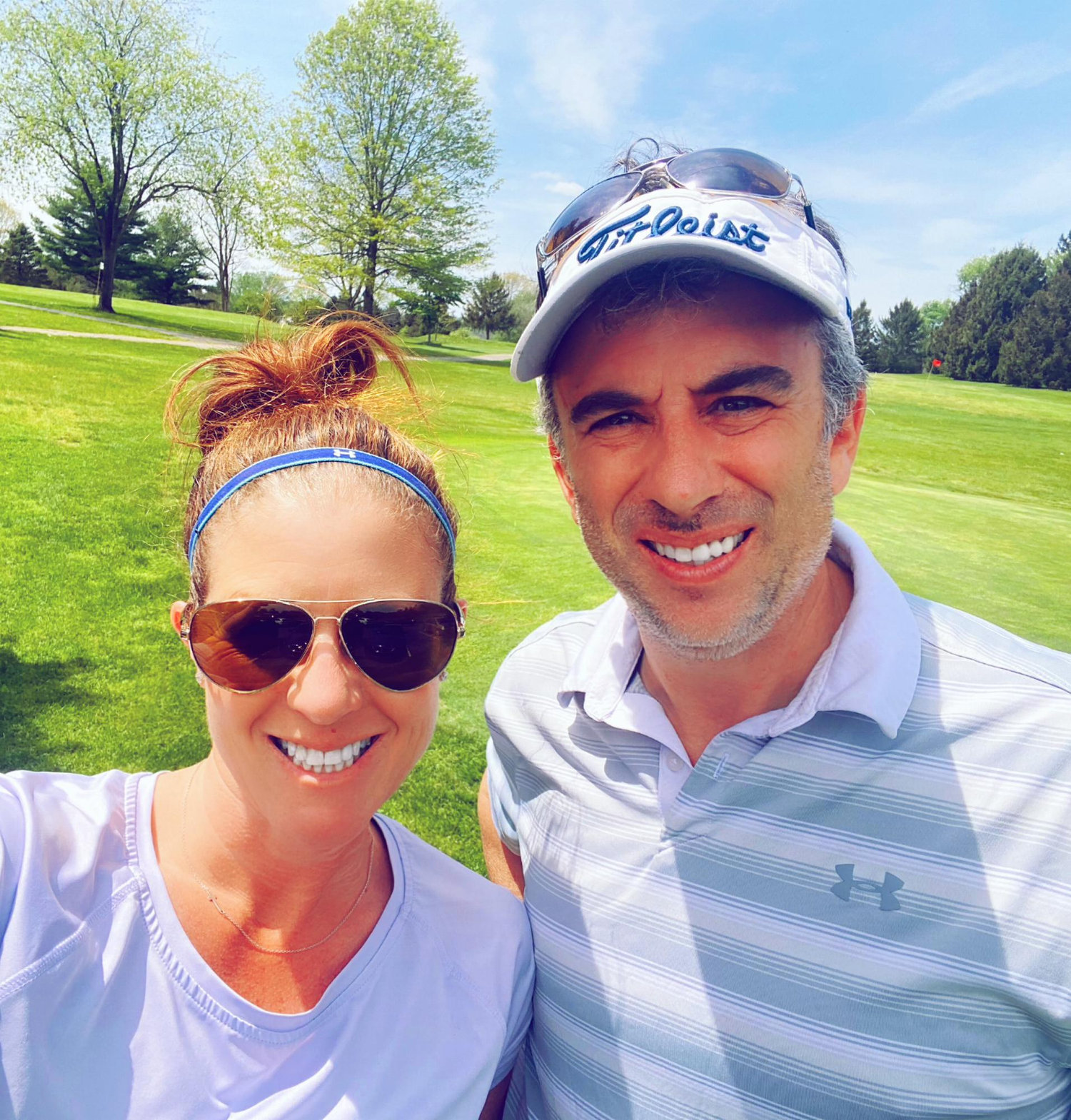 Golfing - Abby’s smiling so this must be during warm-ups.