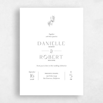 White Standard Wedding Invitation - Copan Portrait