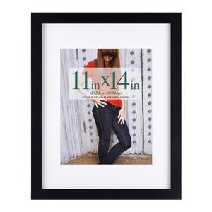 RPJC - 11 x 14 Picture Frames Made of Solid Wood and High Definition Glass Display Pictures 8x10 with Mat or 11x14 Without Mat for Wall mounting photo frame Black