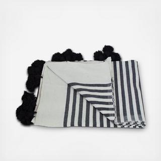 Moroccan Pom Pom & Stripe Blanket
