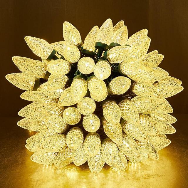 Dirnun C9 Led Christmas Lights Outdoor Christmas Decorations Commercial Grade 50Led 33ft Christmas Tree Lights Set for Indoor Outdoor Wedding, Holiday, Party, Home Christmas Decorations(WarmWhite)
