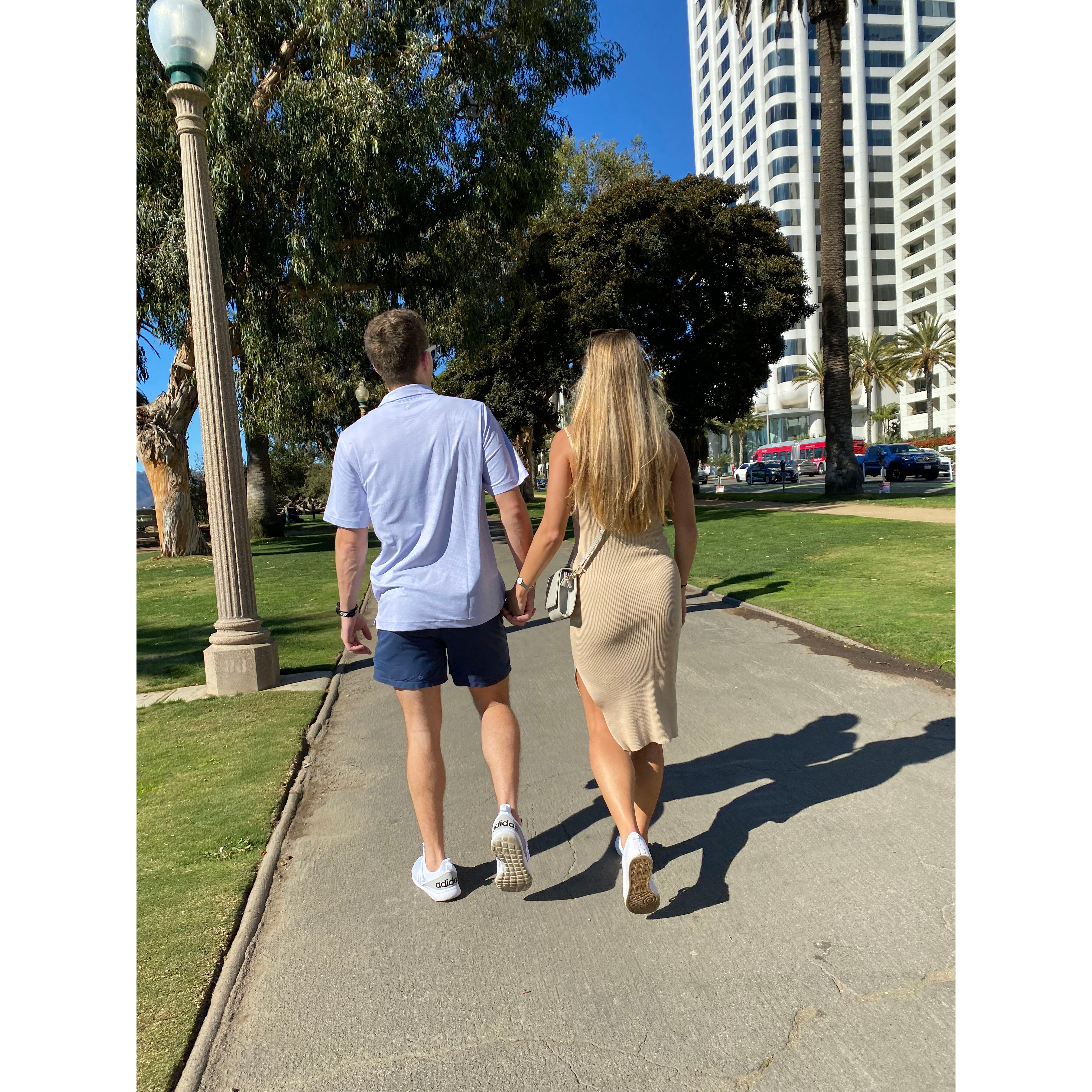 Taking a stroll in Santa Monica while visiting our close friend.