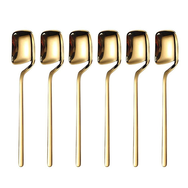 Demitasse Espresso Spoons, 6 Pcs Mini Coffee Spoons, 5.6 Inches Stainless Steel Small Dessert Spoons for Rest Coffee, Sugar, Tea, Ice Cream