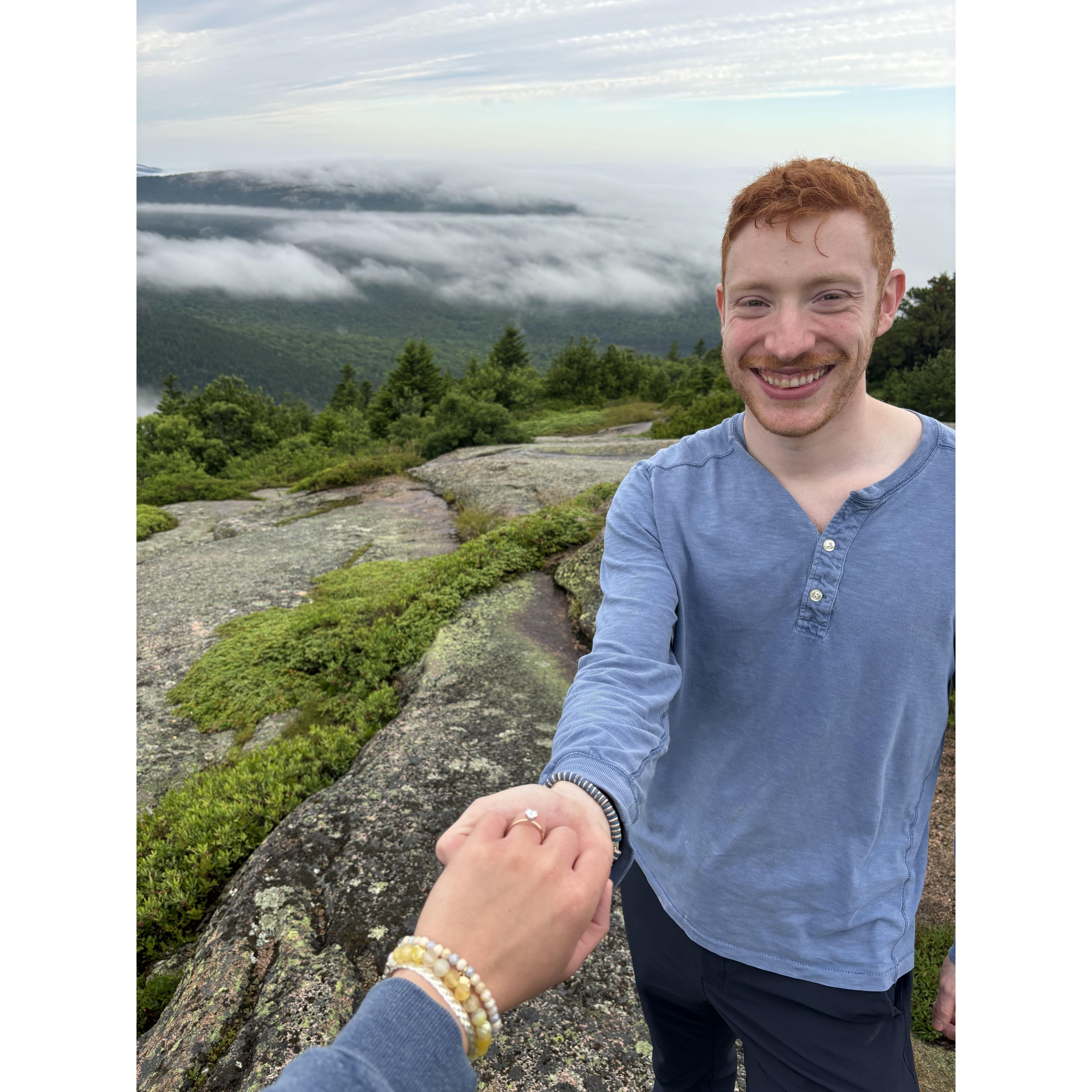 Cheesin' because she said yes!