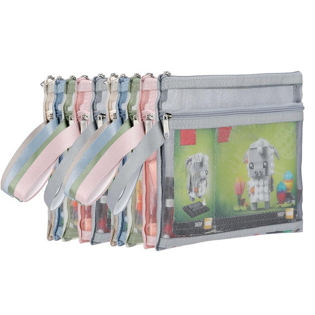TrueLux 10 Pack Colored Mesh Zipper Pouch Bags, Double-Layer Nylon Building Block Sets Toy Storage & Organization, Breathable See Through A5 Zipper Pouch with Handle for Activity Games