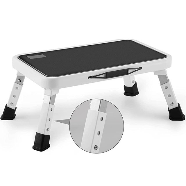 Jocauto Folding Step Stool, Height-Adjustable Step Stool with 15" X 10.2" Non-Slip Platform, One Step Ladder with a Portable Handle for Adults or Kids in Office, Kitchen, Home, 330 Lbs Capacity