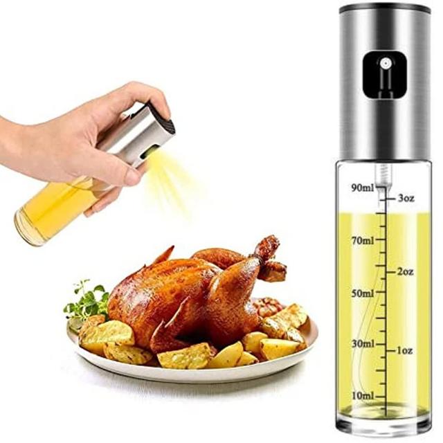 Oil Sprayer for Cooking, Olive Oil Mister, 100ml Olive Oil Spray Bottle, Coconut Oil Dispenser, Stainless Steel Oil Sprayer for Air Fryer, Olive Oil Sprayer for Salad, BBQ, Kitchen Baking, Roasting