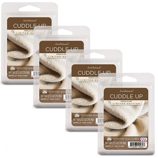 Scentsationals Scented Wax Fragrance Melts - Cuddle Up - Wax Cubes Pack, Home Warmer Tart, Electric Wickless Candle Bar Air Freshener, Spa Aroma Decor Gift - 2.5 oz (4-Pack)
