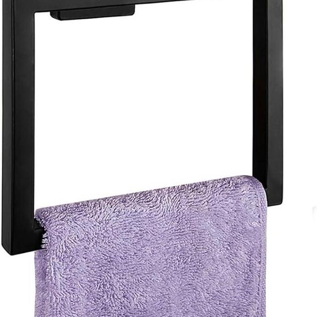 PAHSFS Matte Towel Ring - Modern Hand Towel Holder for Bathroom - SUS304 Stainless Steel Bathroom Towel Ring Wall Mounted - Bathroom Towel Rack - Black Towel Hanger