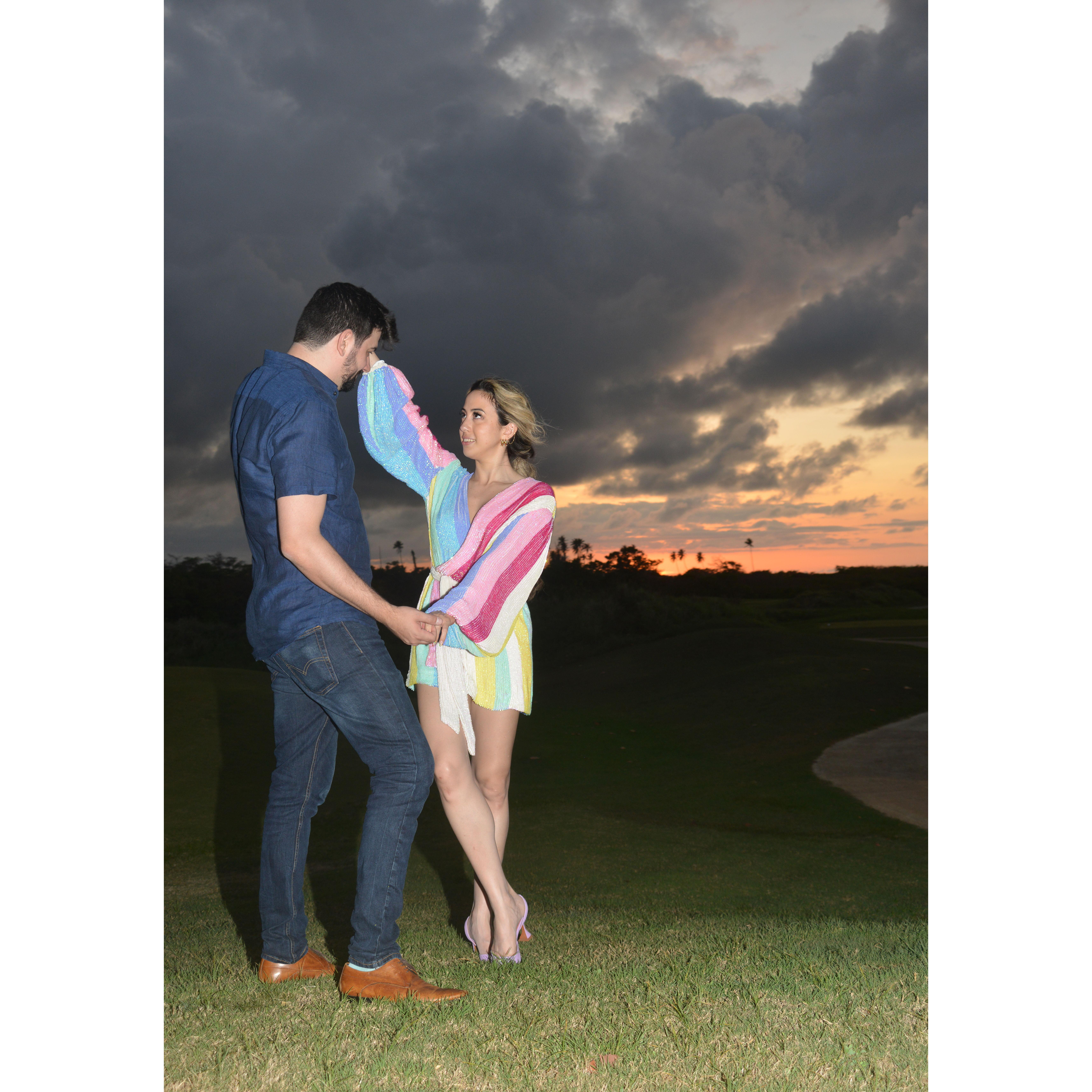 These pictures were all taken right after he proposed! He coordinated with his photographer aunt, Rebecca, to take engagement pictures of us in the Royal Isabela grounds! Pictures by @rz_portraits