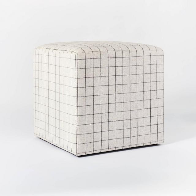 Lynwood Square Upholstered Cube Windowpane Plaid - Threshold™ designed with Studio McGee