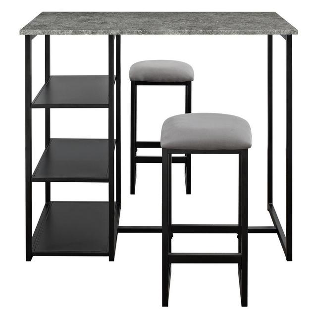 Visby 3 Piece Pub Set with Faux Concrete Top Gray / Black - Dorel Living