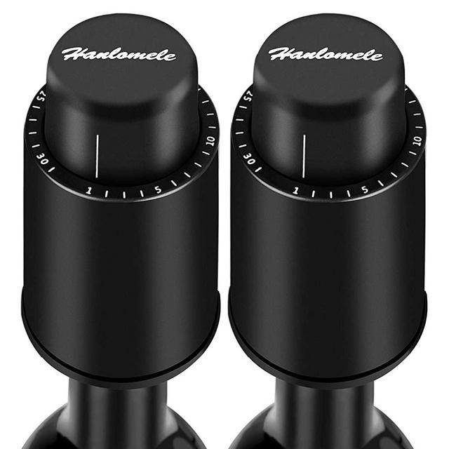 [2 PACK]Wine Bottle Stoppers, Reusable Wine Stoppers, Vacuum Wine Preserver with Time Scale Record, Wine Savers Vacuum Pump Corks Keep Wine Really Fresh, Best Gift Accessories